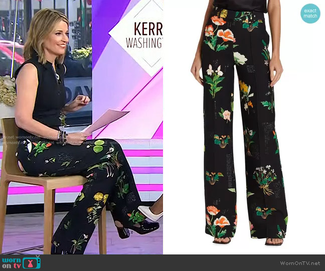 Adam Lippes Floral Silk-Wool Trousers worn by Savannah Guthrie on Today