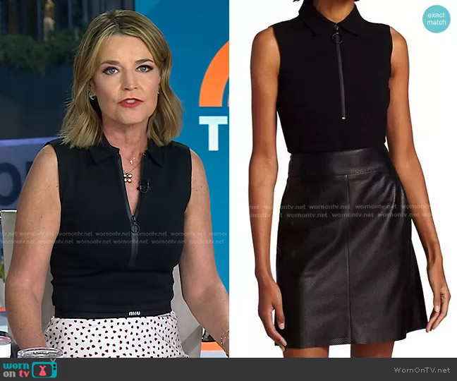 Akris Punto Sleeveless Front Zip Polo Shirt worn by Savannah Guthrie on Today