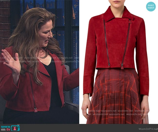 Akris Suede & Velour Moto Jacket worn by Katherine Hastings (Ana Gasteyer) on American Auto