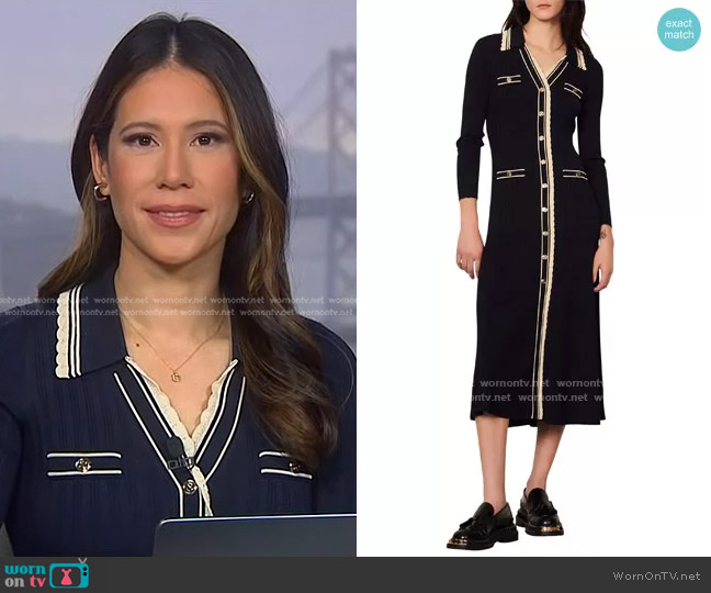 Sandro Alexandrine Long Sleeve Sweater Dress worn by Deirdre Bosa on NBC News Daily
