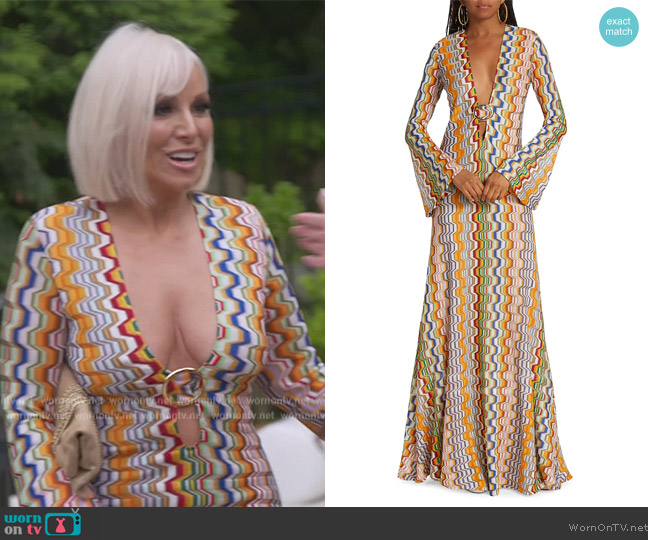 Alexis Vibe Wavy Print Maxi Dress worn by Margaret Josephs on The Real Housewives of New Jersey