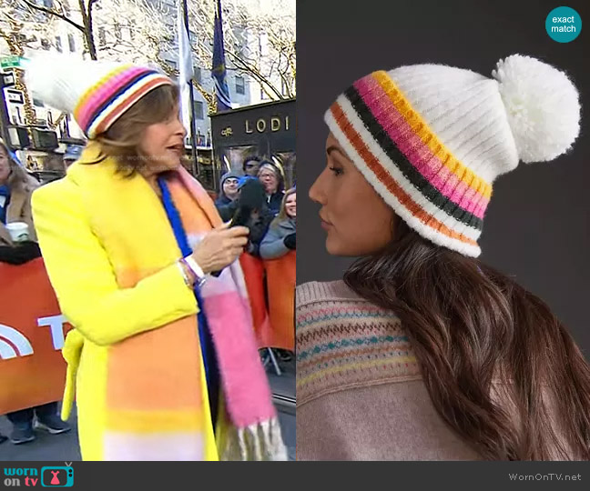 Anthropologie Rainbow Striped Beanie worn by Hoda Kotb on Today