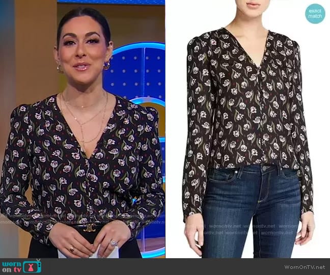 Veronica Beard Ashville Blouse worn by Erielle Reshef on Good Morning America