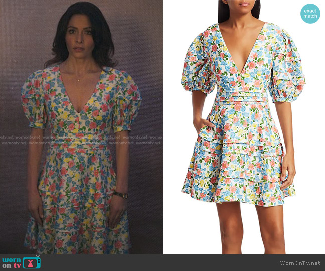 Amur Avian Floral Puff-Sleeve Fit & Flare Dress worn by Billie Connelly (Sara Shari) on Sex/Life