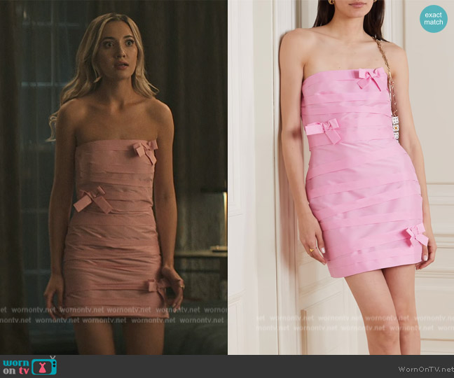 Bernadette Taffi strapless taffeta mini dress worn by Lady Phoebe (Tilly Keeper) on You