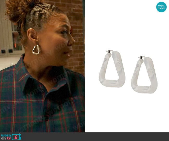 Bottega Veneta Triangular Hoop Earrings worn by Robyn McCall (Queen Latifah) on The Equalizer