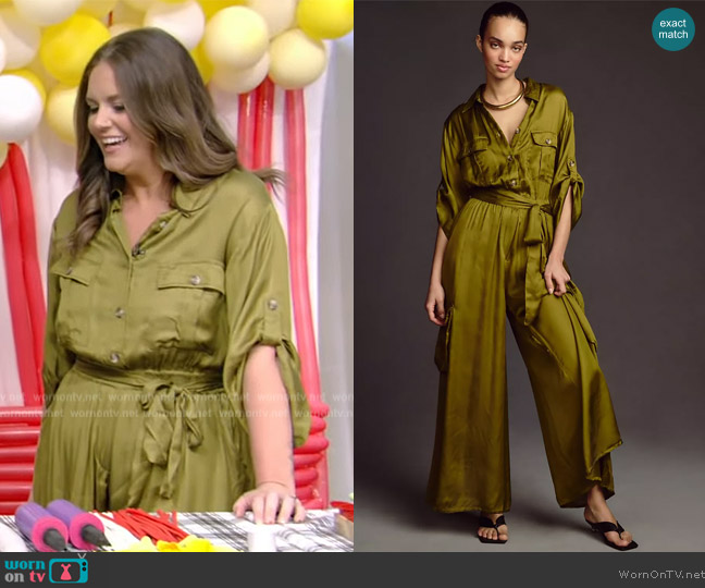 Anthropologie Silky Cargo Jumpsuit worn by Monica Mangin on Live with Kelly and Mark