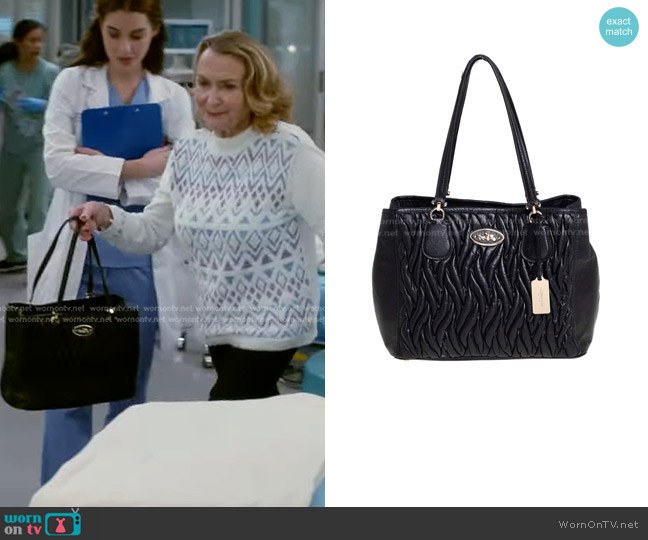 Coach Gathered Leather Kitt Carryall Tote worn by Maxine (Juliet Mills) on Greys Anatomy