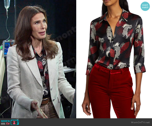 L'Agence Dani Printed Silk Blouse worn by Hope Williams (Kristian Alfonso) on Days of our Lives