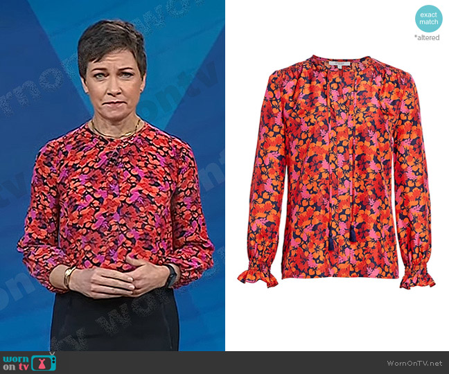 Derek Lam 10 Crosby Aria Floral Blouse worn by Stephanie Gosk on Today