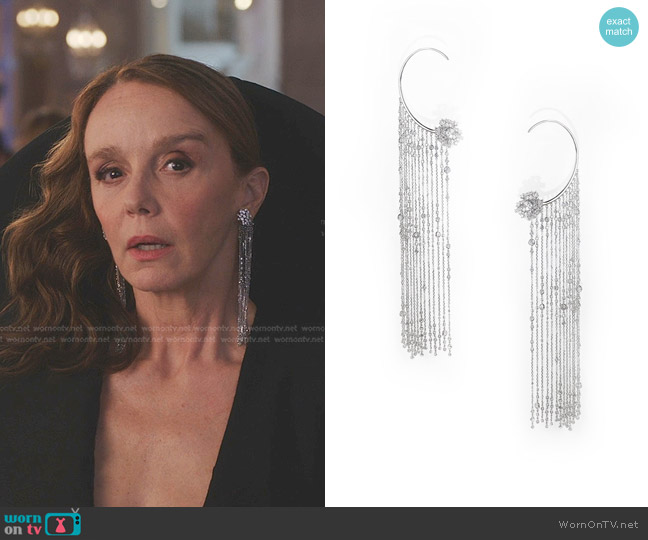 Tatiana Verstraeten Diamond Rain Fringe Earrings worn by Sylvie (Philippine Leroy-Beaulieu) on Emily in Paris