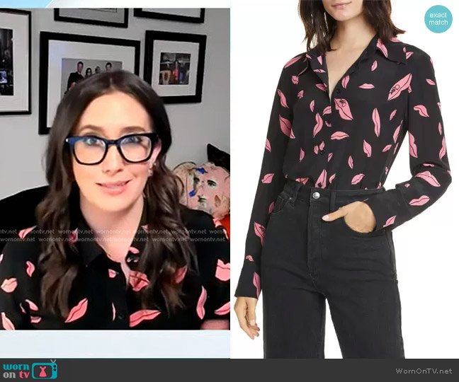Diane Von Furstenberg Samson Falling Lips Shirt worn by Savannah Sellers on Today