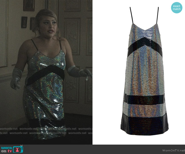 Dodo Bar OR Meril iridescent midi slip dress worn by (Eve Austin) on You