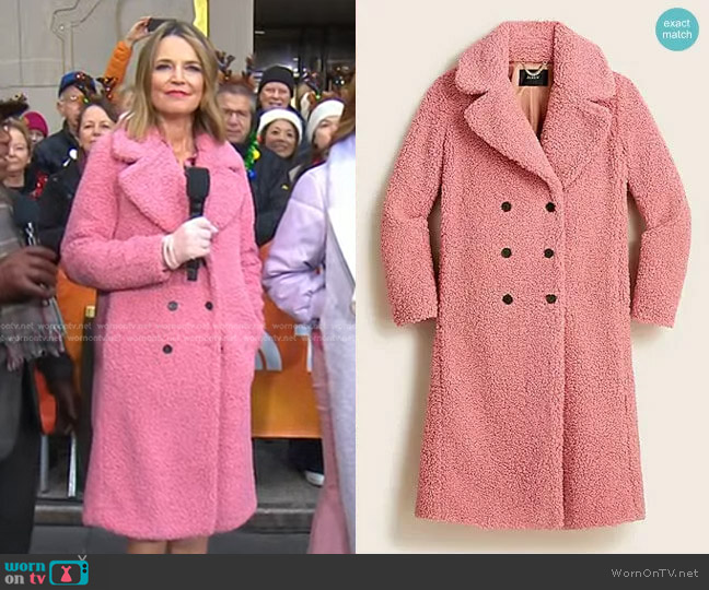 J. Crew Double-Breasted Teddy Sherpa Topcoat worn by Savannah Guthrie on Today