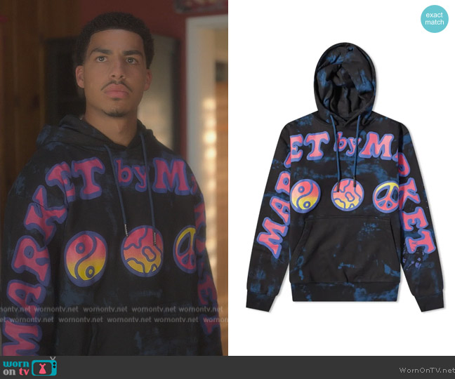 Market Cali Peace Tie Dye Hoodie worn by Andre Johnson, Jr. (Marcus Scribner) on Grown-ish