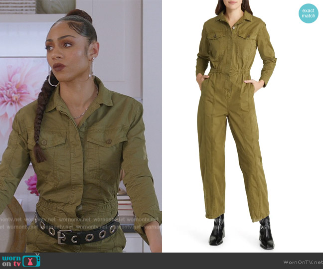 Frame Cinched Twill Jumpsuit worn by Patience (Chelsea Tavares) on All American