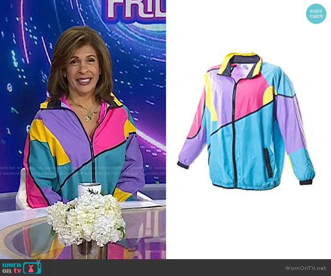 Funny Guy Mugs Retro Windbreaker in Gnarly Neon worn by Hoda Kotb on Today