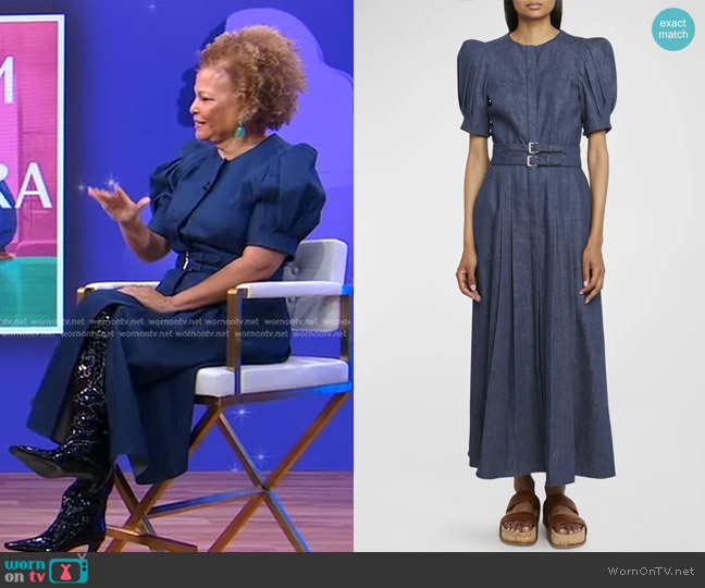 Gabriela Hearst Patricia Chambray Midi Dress worn by Debra L. Lee on Good Morning America