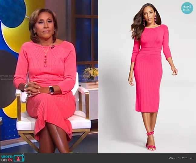 New York & Company Gabrielle Union Collection Stitched Sweater Dress worn by Robin Roberts on Good Morning America