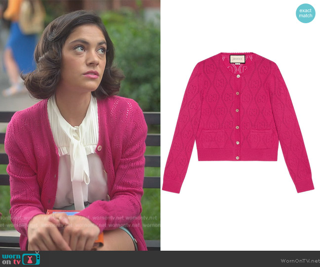 Gucci GG perforated wool cardigan worn by (Blu Hunt) on Grown-ish