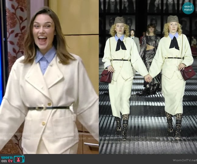 Gucci Fall Winter 2023 Collection worn by Keira Knightley on Live with Kelly and Mark