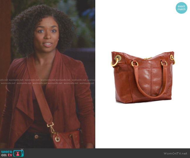 Hammitt Redwood Lizard Medium Satchel worn by Simone Griffith (Alexis Floyd) on Greys Anatomy