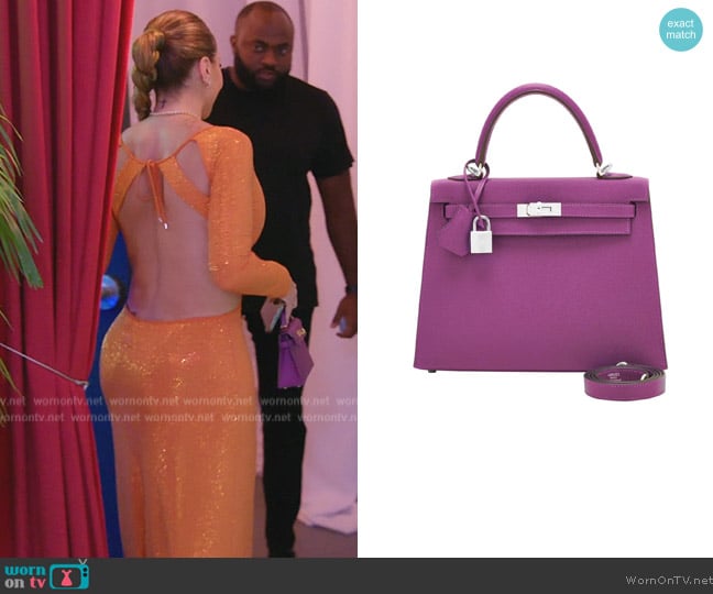 Hermes Kelly 25 Sellier Orchid Purple Shoulder Bag worn by Larsa Pippen (Larsa Pippen) on The Real Housewives of Miami