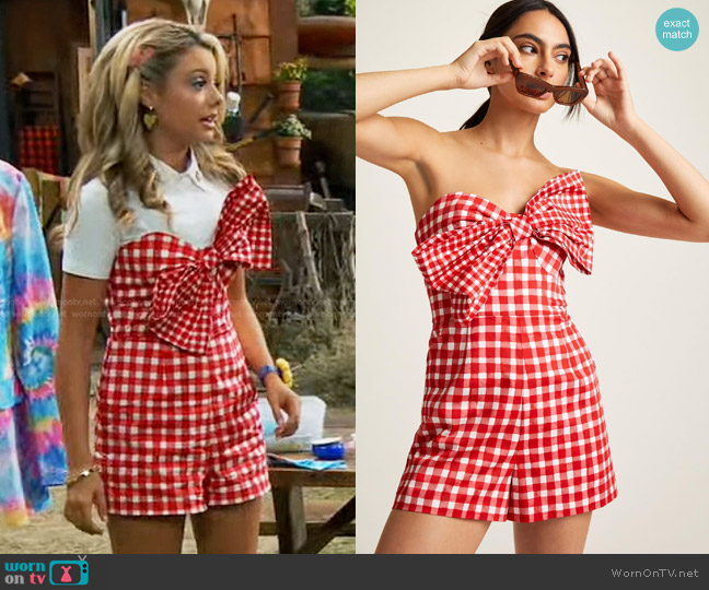 Hutch Bow-Front Romper worn by Destiny Baker (Mallory James Mahoney) on Bunkd
