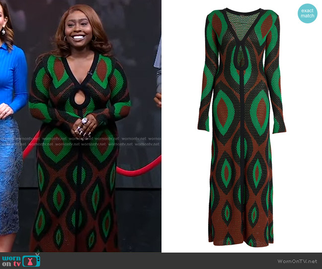 Johanna Ortiz Mysterious World Netted Maxi Dress worn by Ade Samuel on Good Morning America