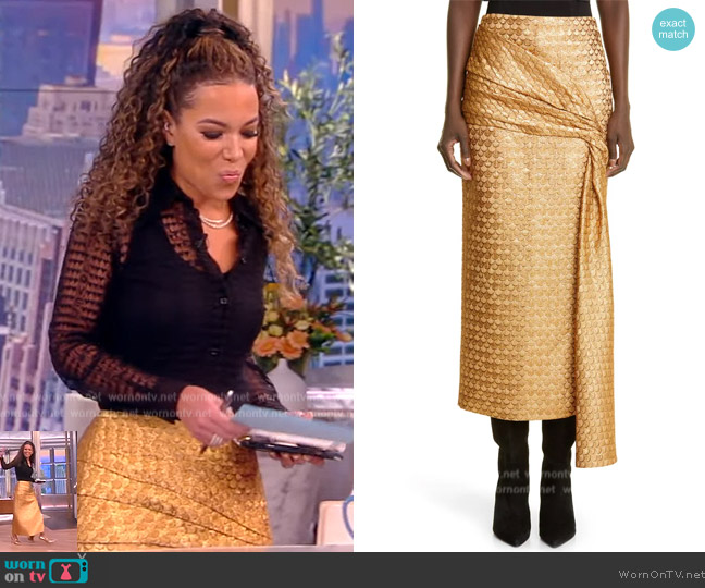 Johanna Ortiz Estuary Explorers Metallic Midi Skirt worn by Sunny Hostin on The View