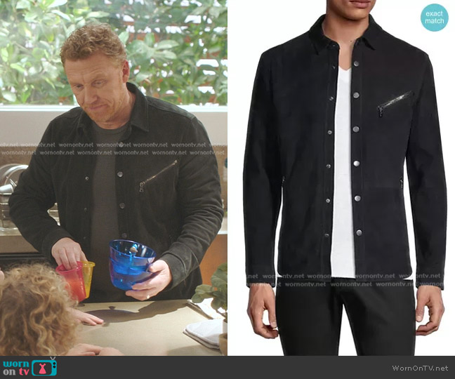 John Varvatos Suede Shirt Jacket in Black worn by Owen Hunt (Kevin McKidd) on Greys Anatomy