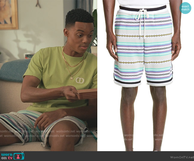 John Elliott Nogales Stripe Knit Game Shorts worn by Will Smith (Jabari Banks) on Bel-Air