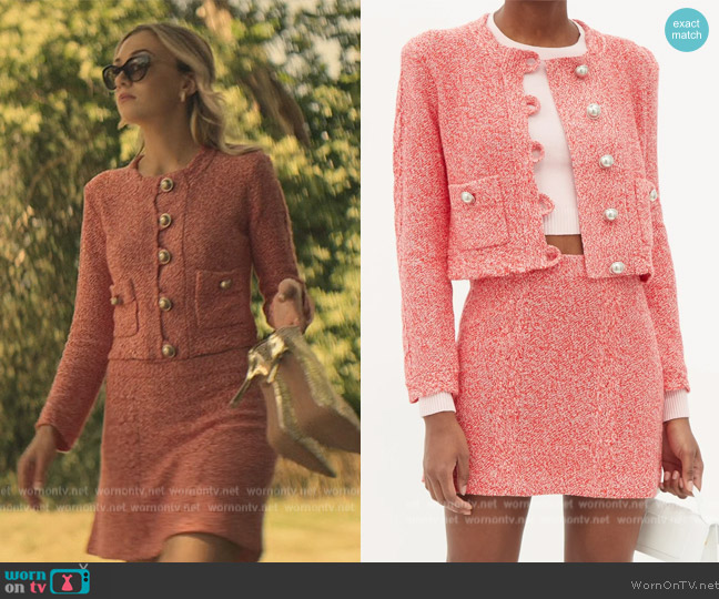 Joostricot Melange cable-knit jacket worn by Lady Phoebe (Tilly Keeper) on You