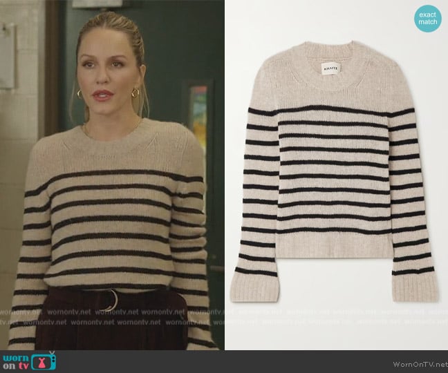 Khaite Tilda Striped Cashmere Sweater worn by Laura Baker (Monet Mazur) on All American