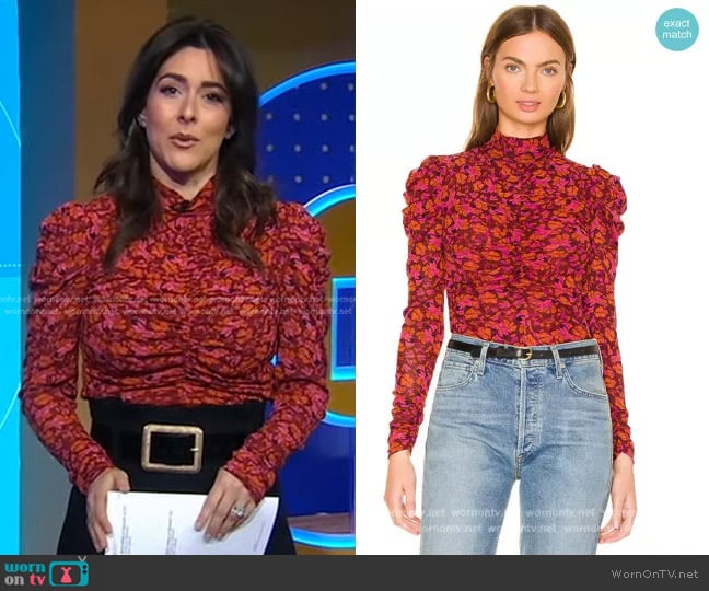 Diane von Furstenberg Kim Top worn by Erielle Reshef on Good Morning America
