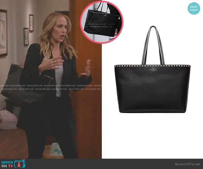 Valentino Garavani Large Rockstud Leather Tote worn by Teddy Altman (Kim Raver) on Greys Anatomy