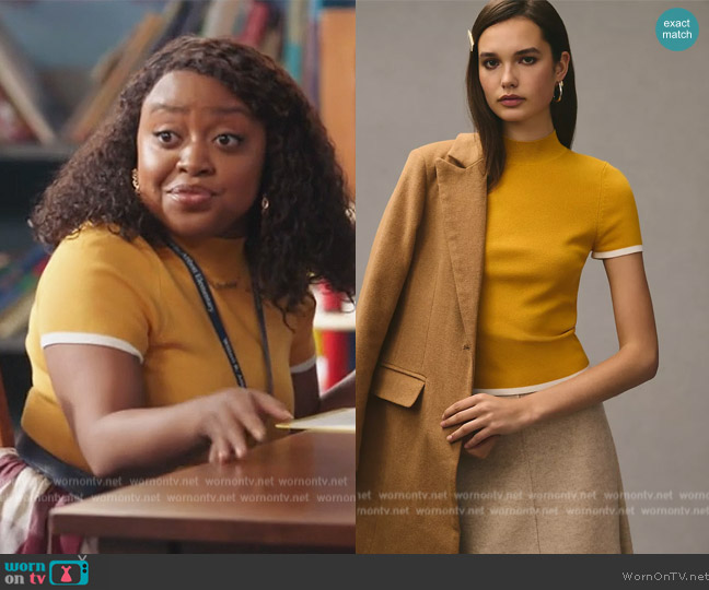 Maeve Mock-Neck Sweater Top worn by Janine Teagues (Quinta Brunson) on Abbott Elementary