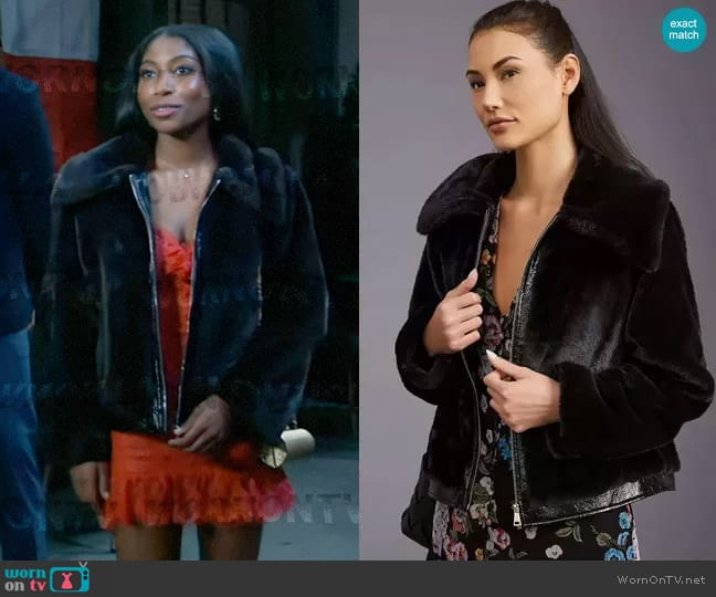 Maeve Faux Fur Jacket worn by Trina Robinson (Tabyana Ali) on General Hospital