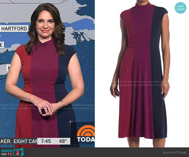 Maggy London Tri-color Midi Dress In Open Blue worn by Maria Larosa on Today