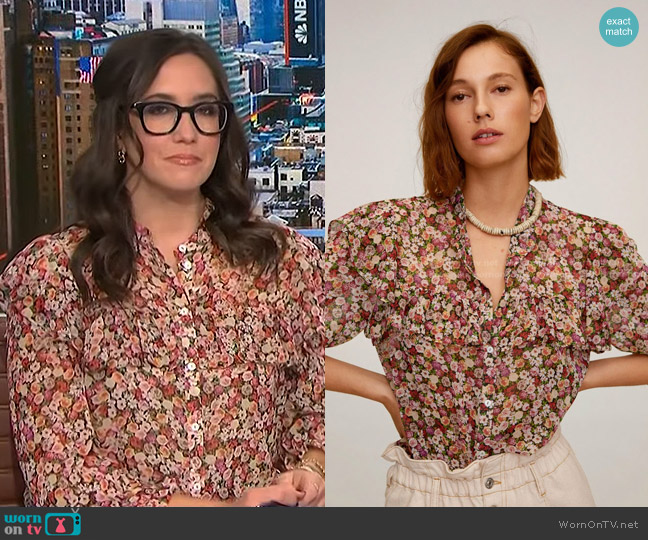 Mango Floral Bib Detail Blouse worn by Savannah Sellers on NBC News Daily