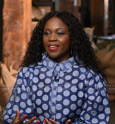 Margaret Nyamumbo’s blue polka dot blouse on Today