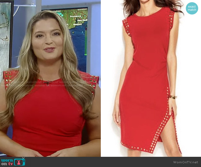 MICHAEL Michael Kors Studded Asymmetrical Hem Dress worn by Dani Beckstrom on Good Morning America