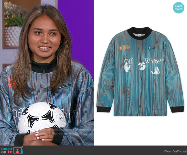 Off-White x Nike Soccer Jersey worn by Alyssa Thompson on The Talk