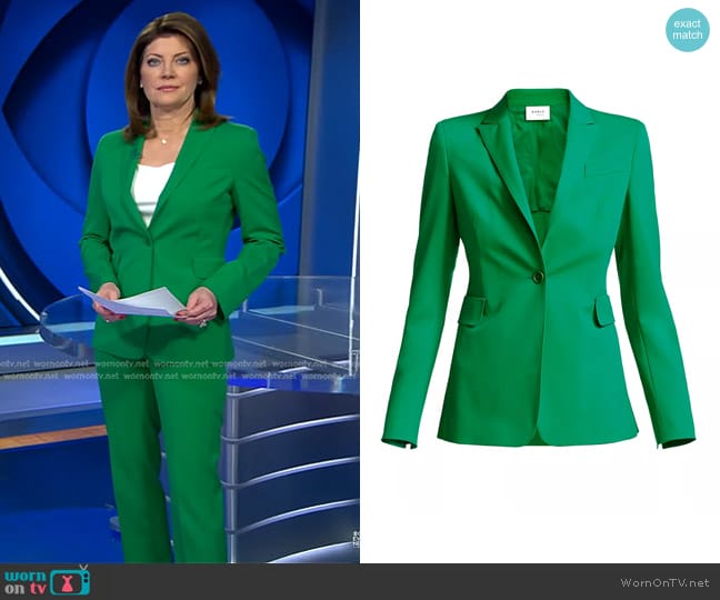 Akris Punto One-Button Stretch Wool Blazer worn by Norah O'Donnell on CBS Evening News