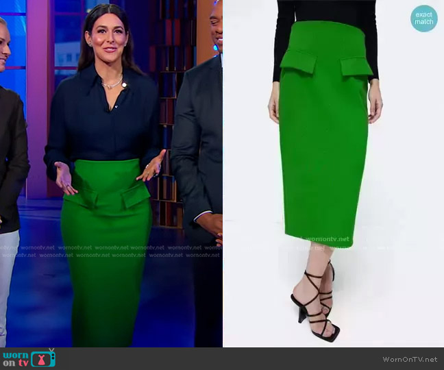 Zara Pencil Skirt with Flaps worn by Erielle Reshef on Good Morning America