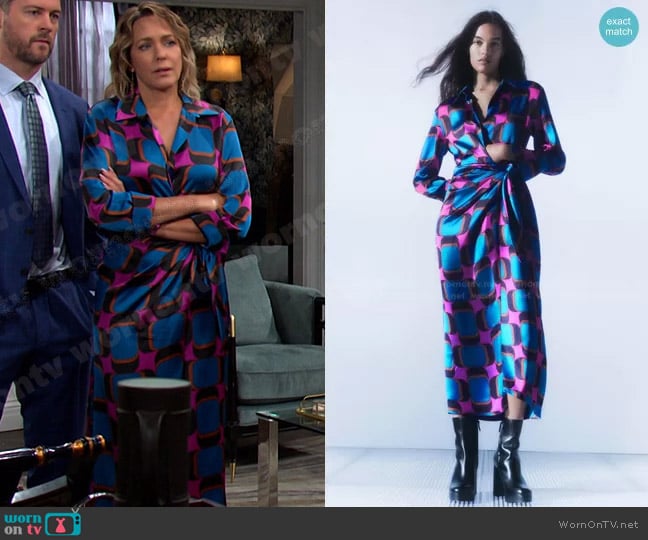 Zara Printed Wrap Dress worn by Nicole Walker (Arianne Zucker) on Days of our Lives