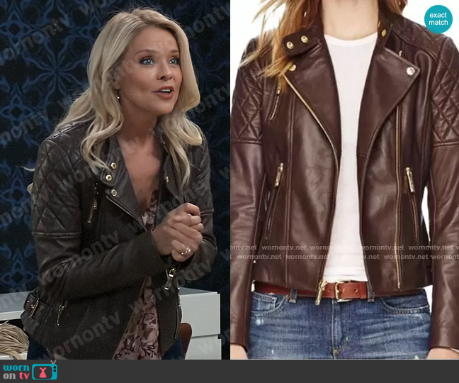 Michael Kors Quilted Leather Jacket worn by Felicia Scorpio (Kristina Wagner) on General Hospital