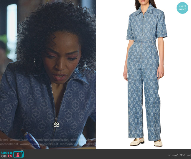 Sandro Acelie Denim Jumpsuit worn by Sasha Snow (Margaret Odette) on Sex/Life