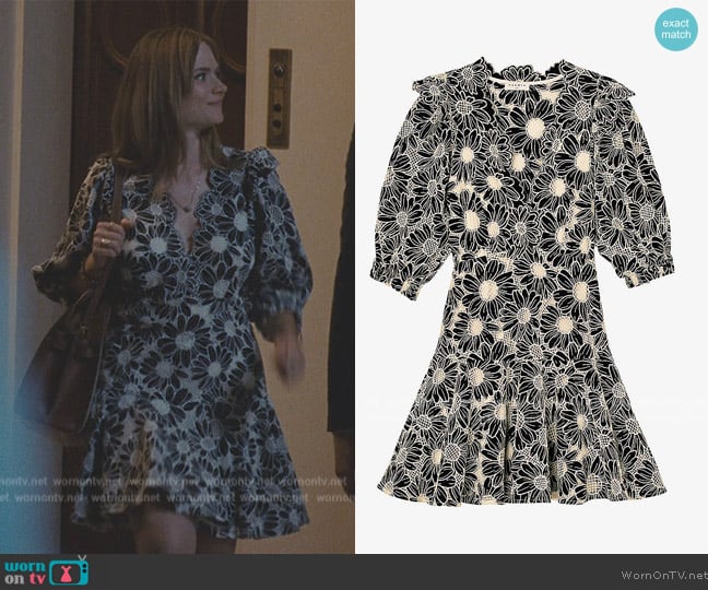 Sandro Short Dress in Embroidered Fabric worn by (Francesca Root-Dodson) on Succession