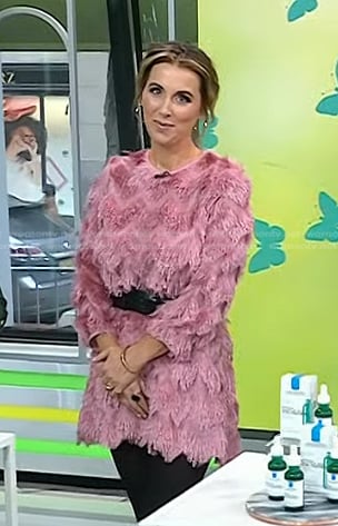Sarah Eggenberger’s pink fringed mini dress on Today